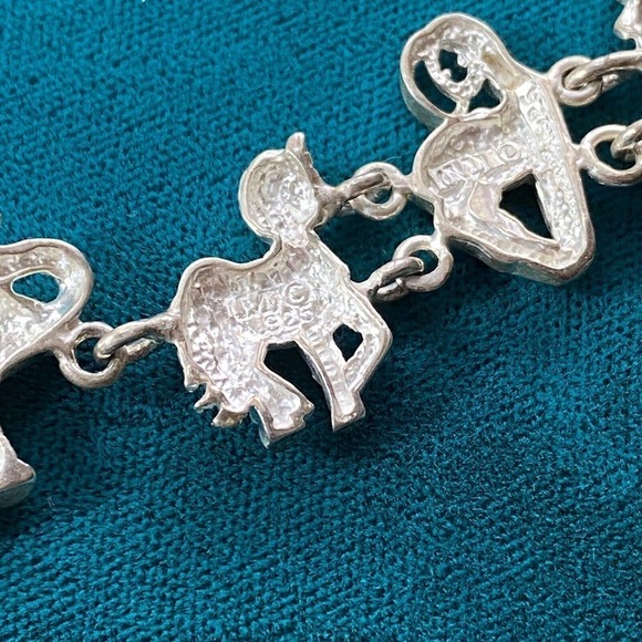 Vintage 925 Sterling Silver Animal Link Bracelet 7.5" - Picture 9 of 9